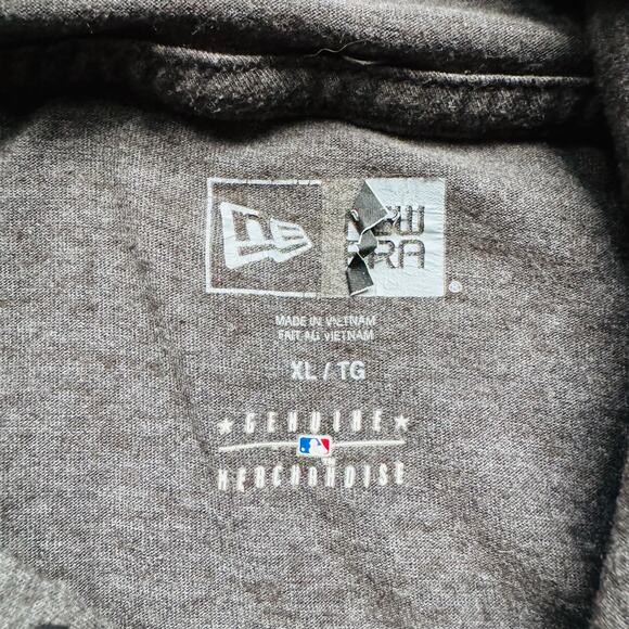 MLB New York Mets Baseball New Era Long Sleeve Hoodie Grey Tee Shirt Sz XL VTG - Picture 4 of 8